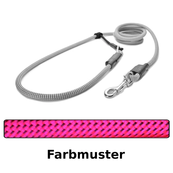 EASYLONG Hundeleine - M - 4m - pink mit schwarzen Punkten